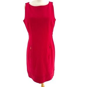 Lauren Ralph Lauren Red Sleeveless Dress Women's 12 Old Money Stretch Business